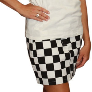 Black and White Checkered Game Bib Fitted Skirt